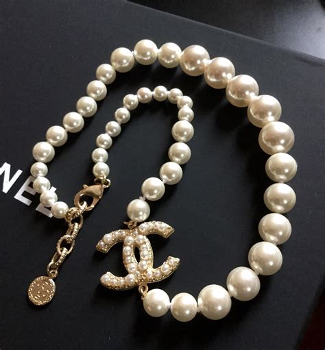 chanel choker etsy|authentic chanel pearl necklace.